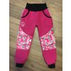 Dívčí zateplené softshellové kalhoty sytě růžové s koťátky