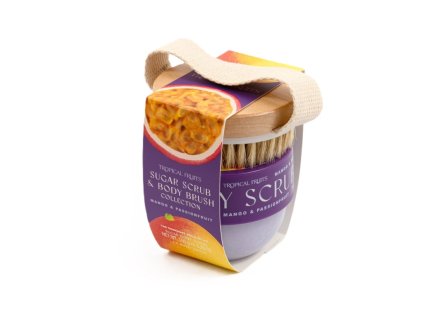 Tropical Fruits – Mango & Passionfruit sada tělového peelingu s kartáčem, 150 g