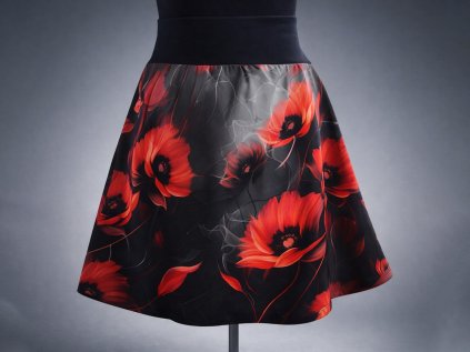 Půlkolová sukně "Vlčí mák"