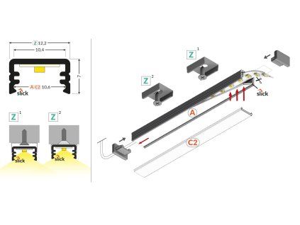 StrongLumio profil LED Slim 8, 2000mm čierna elox