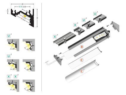 StrongLumio profil LED Corner 10, 2000mm čierna elox