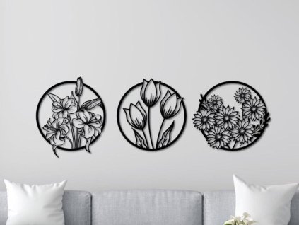 Tulipán Harmónia Fali Dekoráció (Méret 120 x 35 cm, Szín Fekete)