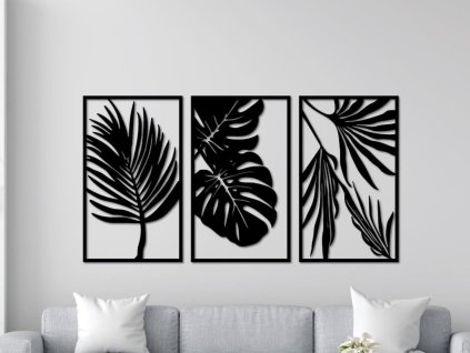 Trópusi Levél Trio (Méret 128 x 60 cm, Szín Fekete)