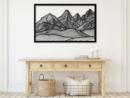 Éjfekete Hegylánc Dekoráció (Méret 60 x 40 cm, Szín Fekete)