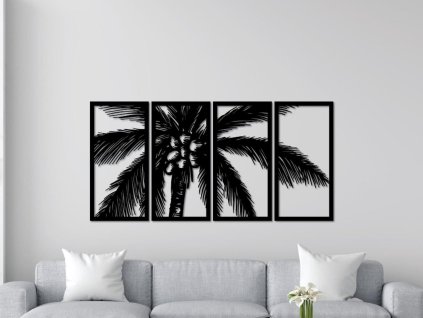 Trópusi Pálma Fali Dekoráció (Méret 146 x 60 cm, Szín Fekete)