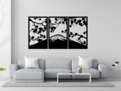 Sakura Hegyek Fali Dekoráció (Méret 120 x 60 cm, Szín Fekete)