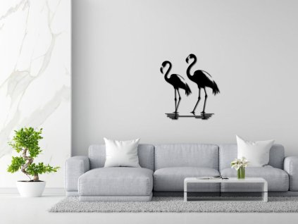 Elegáns Flamingó Fali Dekoráció (Méret 75 x 60 cm, Szín Fekete)