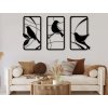 Madár Triptych Fali Dekoráció (Méret 120 x 35 cm, Szín Fekete)