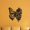 Elegáns Pillangó Virág Fali Dekor (Méret 38 x 38 cm, Szín Fekete)