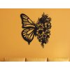 Elegáns Pillangó Virág Fali Dekor (Méret 38 x 38 cm, Szín Fekete)