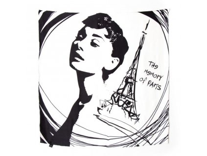 Hedvabnysvet satku black and whit bila cerna herecka Audrey Hepburn a Eiffelova vez elegantni slavnostni satek tina moda 3000101 (1)