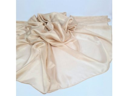 2673 damska bezova zlata hedvabna sala jednobarevna 100 hedvabi velky bezovy zlaty satek