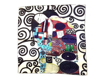 3186 gustav klimt objeti naplneni damsky hedvabny satek sala 100 hedvabi bily cast obrazu