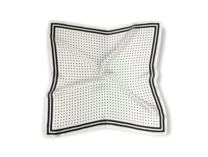 3645 maly letuskovy hedvabny satek puntikovany bily a cerny puntik s linkou 50 cm 100 hedvabi