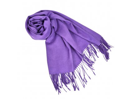 Zimni kasmirova damska panska sala jednobarevna s trasnemi na krk pled pres ramena na svatbu ples serikova fialova Tina moda 0105744 (1)