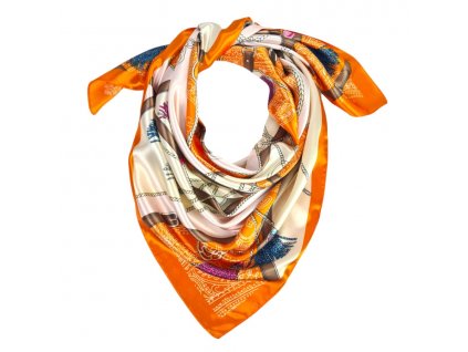 Satek na krk na hlavu do vlasu viskoza satenovy lesk umele hedvabi oranzovy smetanovy trapce retizky pasky moderni darek pro zenu Tina moda 024