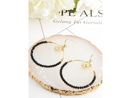 zlate damske nausnice kruhy k mori s koralky cerne tyrkysove slunce letni boho styl jemne a lehke chirurgicka ocel super cena levne tina moda (1)