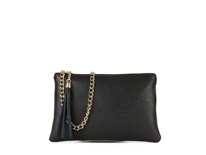 crossbody cerna kozena mala kabelka z prave kuze vera pelle borse genuine leather s retizkem zlatym tina moda 2900302