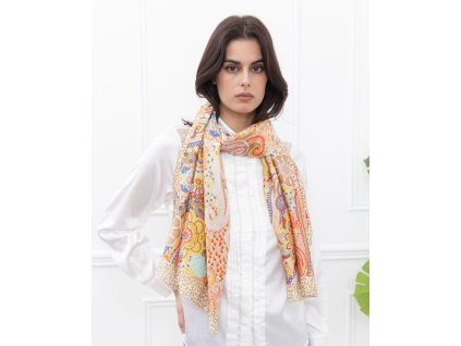 jemna viskozova damska sala na krk paisley vzor bezova modra ruzova cerna cervena zelena kvety tina moda 02521 (1)