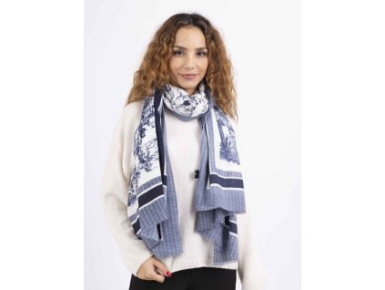 vlnena sala s viskozou jemna mekka bila s modrym vzorem stromy ptaci budte in darek pro zenu divku od tina moda 0175505 (6)