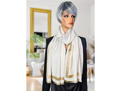 Bila zlata slavnostni elegantni sala na svatbu pro druzicku noblesni doplnek pled pres saty tina moda laskakhedvabi 08221 (3)