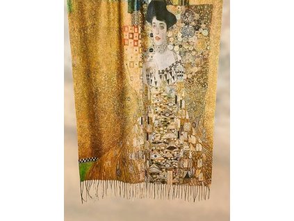 Dama Adele Bloch Bauer Gustav Klimt slavny zlaty obraz oboustranna vlnena hneda sala dlouha tina moda 08637 (1)