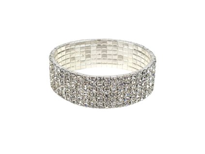 strasovy naramek elasticky stribrny kaminky stras na ples party elegantni 6 rad siroky tina moda (3)