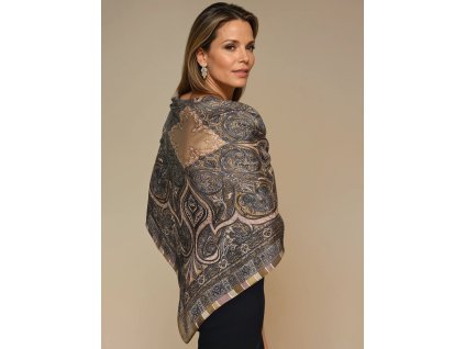 hnedy oranzovy sedy ctvercovy satek s ornamenty paisley vzorem 90 cm zemite tlumene barvy a podzimni tony tina moda 02015 (1)