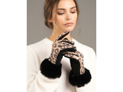 tygrovane rukavice s touch screen kozesinou cerne bezove skoricove velbloudi barvy s chlupem teple tina moda 01210 b(3)