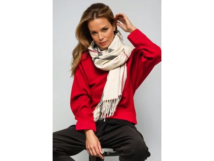 kasmirova vlnena pruhovana karo kostka svetla sala smetanova tepla elegantni luxusni doplnek tina moda 01008 (1)