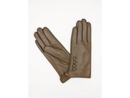 tmave hnede damske kozene rukavice cokoladove hneda zdobene knoflicky prava kuze hladke 07122 tina moda
