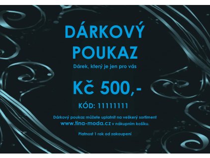 11 DP Tm darkovy poukaz gift card voucher Tina moda pro muze cerny modre vlnky 500