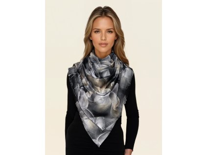 oboustranna cerna seda sala kvety tpytiva zlatou linkou elegantni doplnek pled pres ramena na pes tina moda 16033 (1)