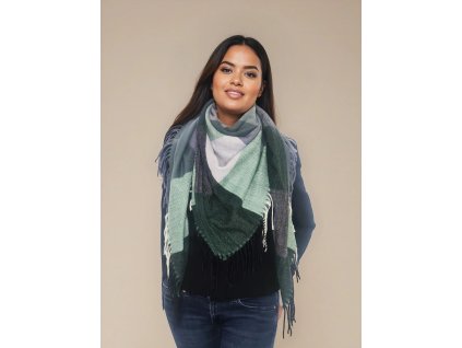 zimni kostkovana zelena seda bila velka sala ctvercovy satek s trasnemi ke krku tepla vlna vlnena sala siroka tinamoda (3)