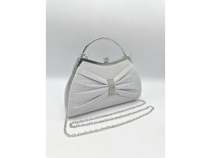 stribna bila mala spolecenska kabelka psanicko do ruky pres rameno pevny tvar zdobeno strasem tina moda 391 (2)