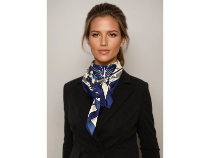 modry ctvercovy satek twill matny lesk studene barvy modre smetanove bila hedvabnysvet tina moda (2)