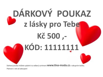 Dárkový poukaz Valentýn červená SRDÍČKA