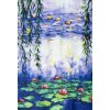 2229 3 lekniny claude monet damsky hedvabny satek sala ctvercovy modry kvety modra waterlilies