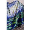 2229 7 lekniny claude monet damsky hedvabny satek sala ctvercovy modry kvety modra waterlilies
