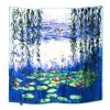 2229 lekniny claude monet damsky hedvabny satek sala ctvercovy modry kvety modra waterlilies