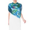 2451 1 lekniny claude monet damsky hedvabny satek sala ctvercovy modry kvety waterlilies detail