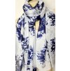 2508 3 damsky bily modry hedvabny satek sala kvetovany 100 ciste hedvabi velky modre kvety