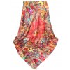 Hedvabny satek z praveho hedvabi na krk prehoz pestrobarevny cerveny tyrkysovy kvetinovy motyl slunecnice Tina moda 3008006 (2)