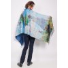 Mekka kasmirova vlnena sala na krk prehoz pled ramena na kabat obraz Claude Monet studene barvy svetle modra zelena Tina moda 0007425 (3)