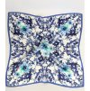 3438 damsky maly letuskovy hedvabny satek ctvercovy kvetovany bily modry 100 hedvabi 50 cm