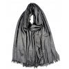 Černá viskózová šála se stříbrnou nití, pléd přes ramena na šaty, s třásněmi 200x100 cm