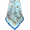 Modrý tyrkysový viskózový dámský šátek na krk s ornamenty, růžice 90 cm čtvercový