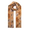 Dlouha damska sala na krk viskozova pled pres ramena ke kabatu gingo biloba listy trasne hneda bezova ton v tonu zlata Tina moda 0625912 (1)