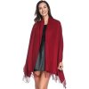 Zimni kasmirova damska panska sala jednobarevna na krk pled prehoz stola na ramena cervena vinova Tina moda 1100136 (2)