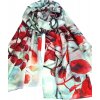 Hedvabna sala na krk prehoz pres ramena pareo pled cervene listy sipek vetvicka duhova modra zelena cerna Tina moda 7001106 (2)